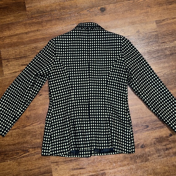 Vintage Black Jason Evans Green Polka Dot Long Sleeve Blazer Suit Jacket Size 8 - Picture 4 of 11